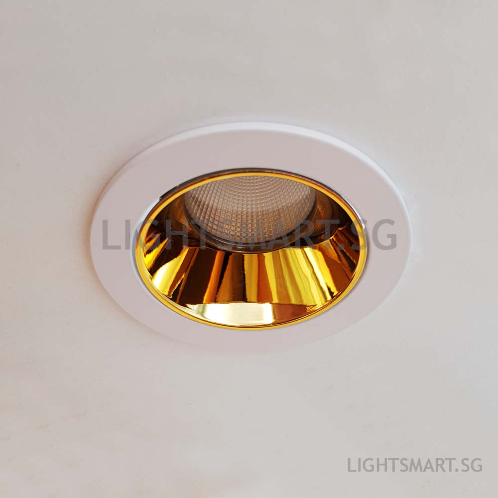 LEBER Recessed Spotlight GU10/Module - White/Gloss Gold Round