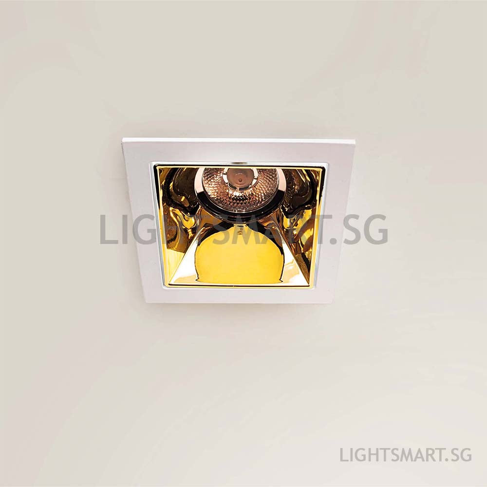 LEBER Recessed Spotlight GU10/Module - White/Gloss Gold Square